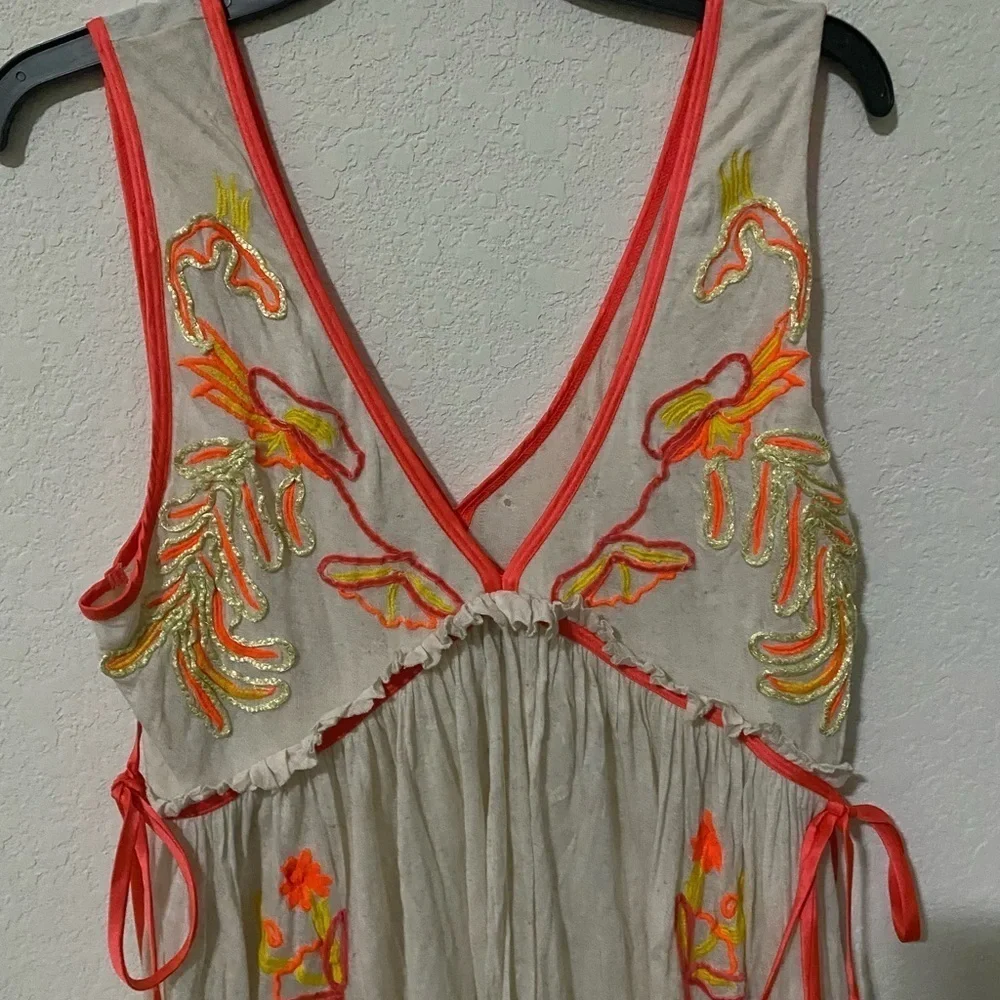 Free People Summer Lovin Embroidered Asymmetrical Boho Tunic Top Dress Size XS